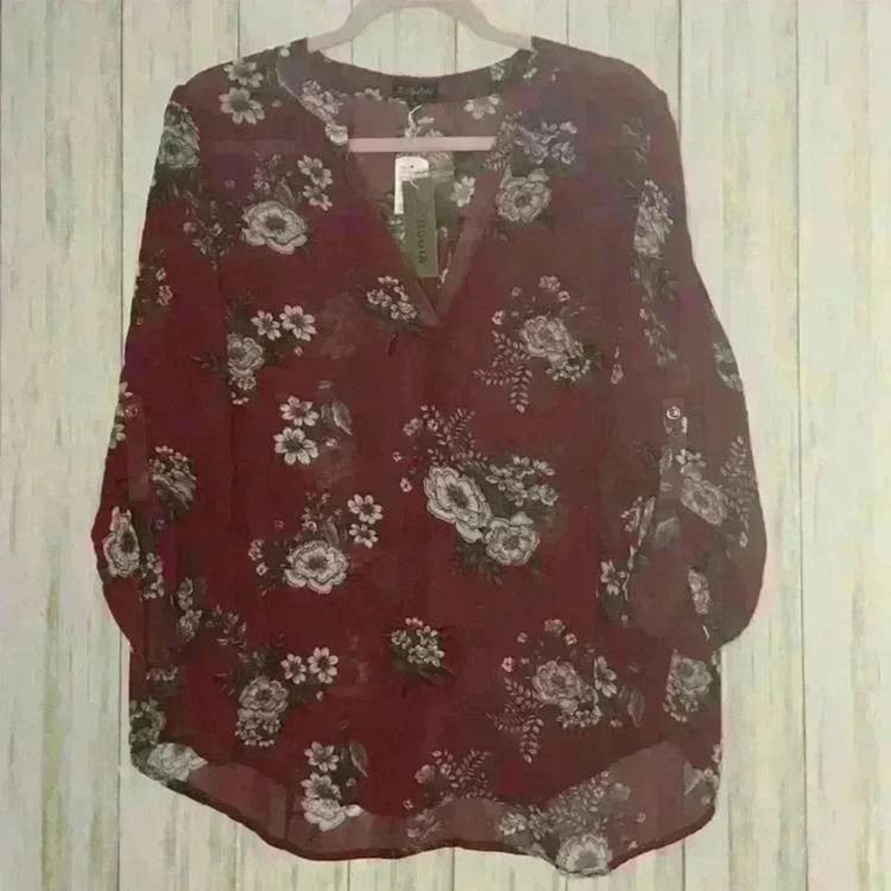 Chic Burgundy Floral Blouse